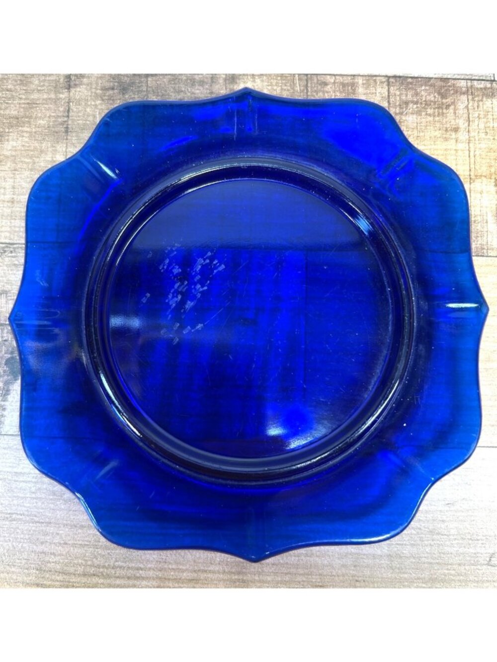 Imperial Glass Cobalt Blue Base for Kraft Cheese/Butter Dish Scalloped